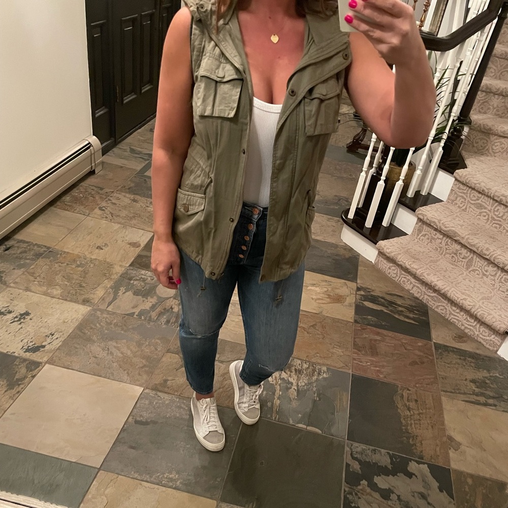 Army green hooded vest